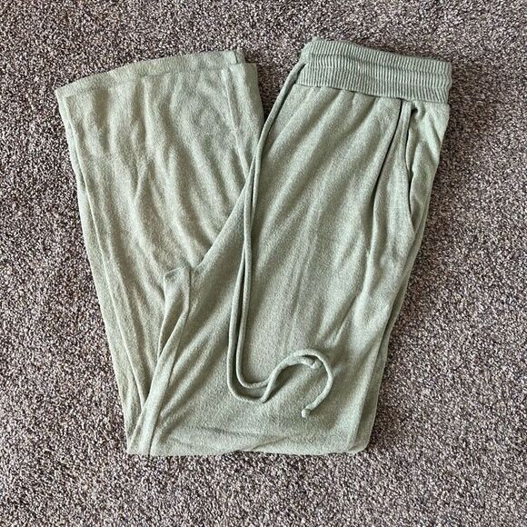 Anthropologie Sweatpants Women's XS Green Wide-Leg Elastic Waist Drawstring - Picture 1 of 6